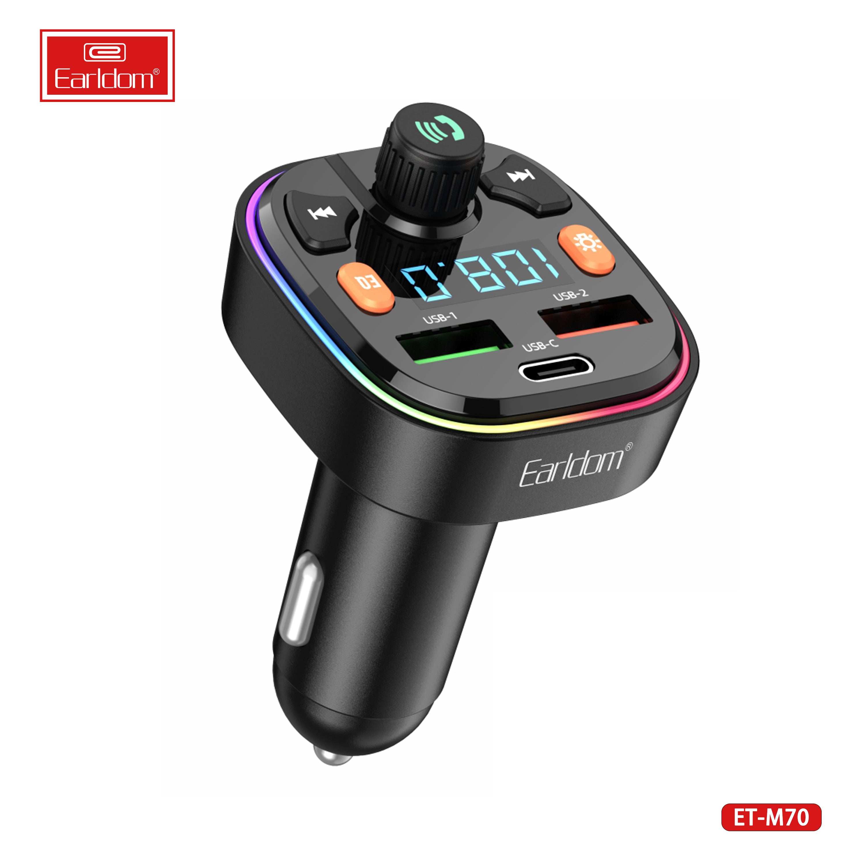 ET-M70 FM Transmitter Bluetooth Car kit with Type C to C Charger ET-M70 FM Transmitter Bluetooth Car kit with Type C to C Charger